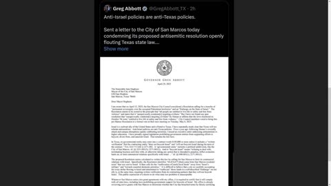 Greg Abbott Declares Anti Israel Policy Is Anti Texas Policy