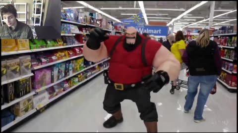 The Heavy From The Team Fortress 2 Video Game Dancing At Walmart Supercenter Fake Funny Parody Video