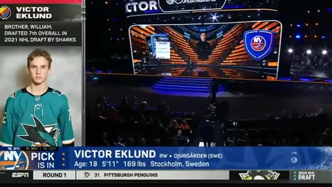 Islanders select Victor Eklund at pick 16