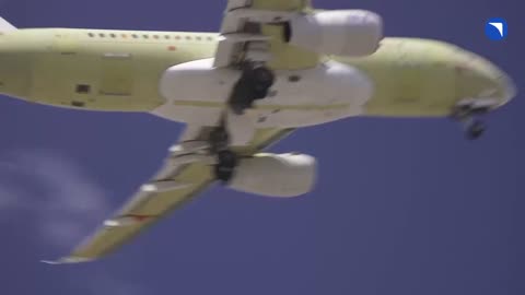 On board the Russian SJ-100 aircraft, which made its first flight today...