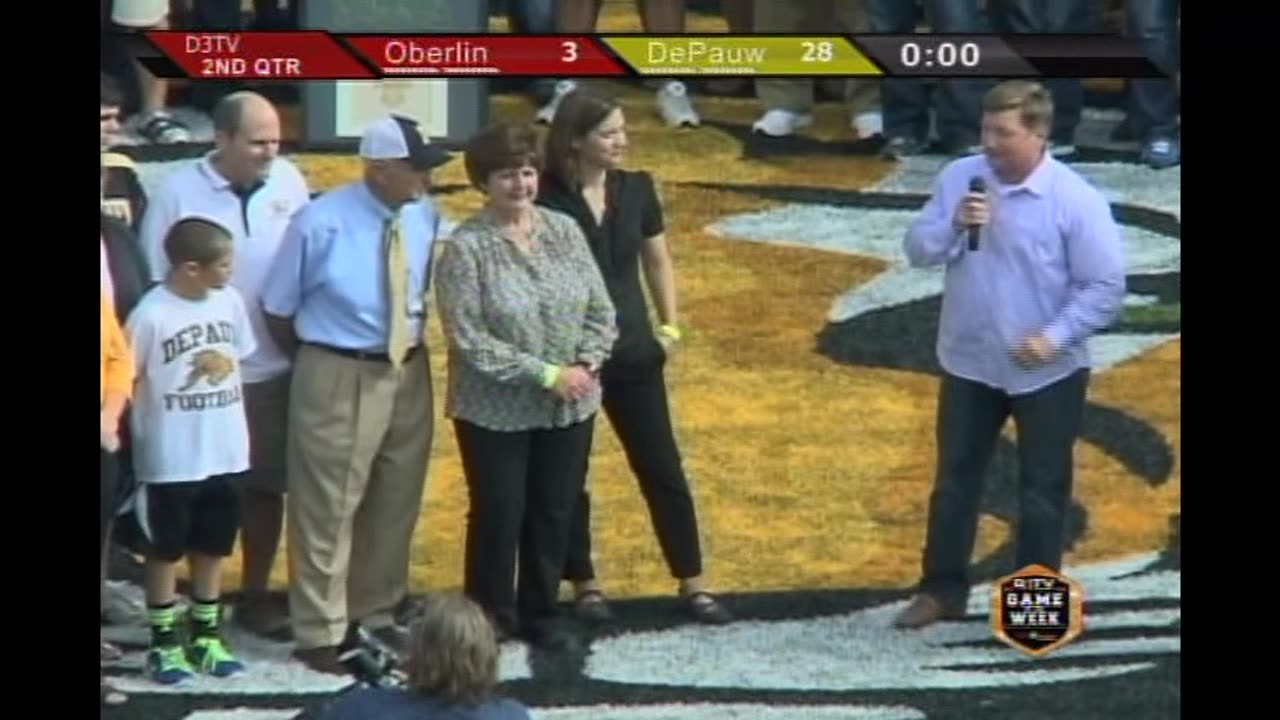 October 12, 2013 - On Field Footage of Dedication of DePauws Nick Mourouzis Field