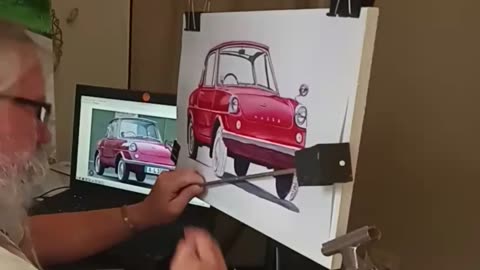 How I painted the Mazda R360 in watercolour