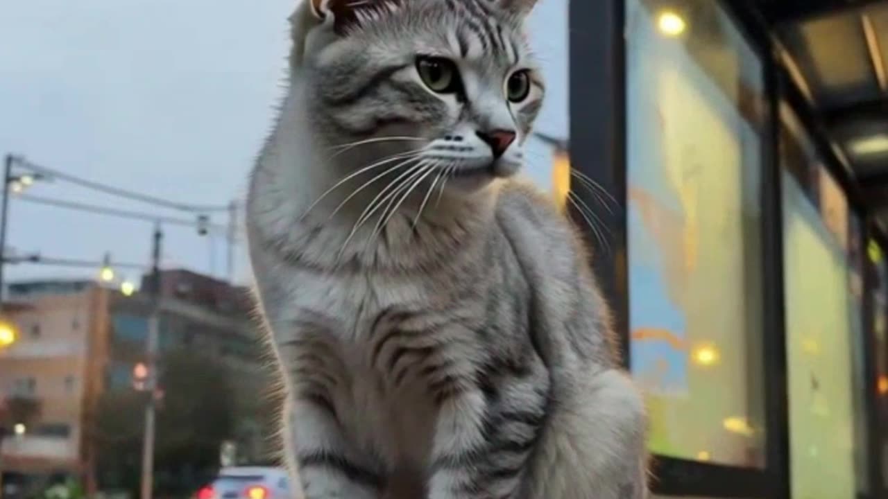 Sad Lean Cat Bus Stop Night