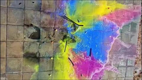 ASMR various colored liquids falling
