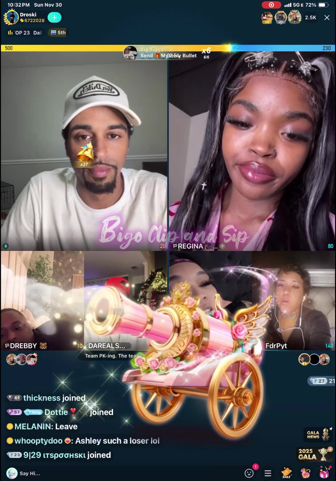 Team pk Droski DreBaby Supa Liyah China Red PYT TomiKay MuvaCandy 11/30/25 #bigoclipandsip