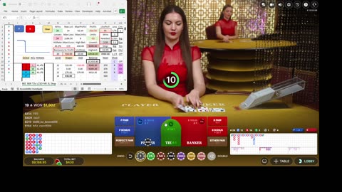 Baccarat - 10 units won in 36 minutes with 42.9% hit rate and 119 unit drawdown. LCSD set to 2.1