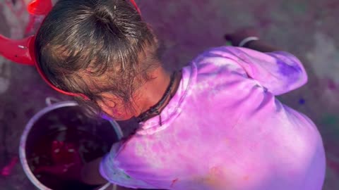 Holi with yadav bachha
