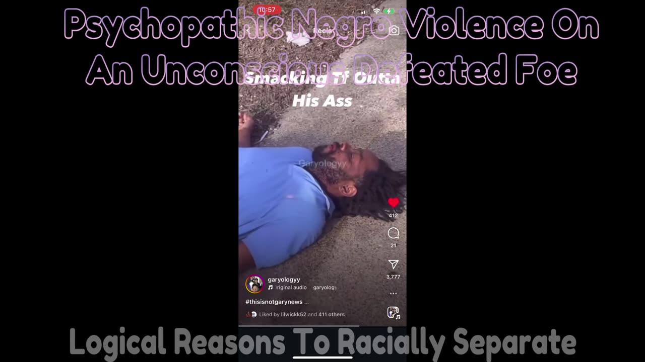 Psychopathic Negro Violence On An Unconscious Defeated Foe