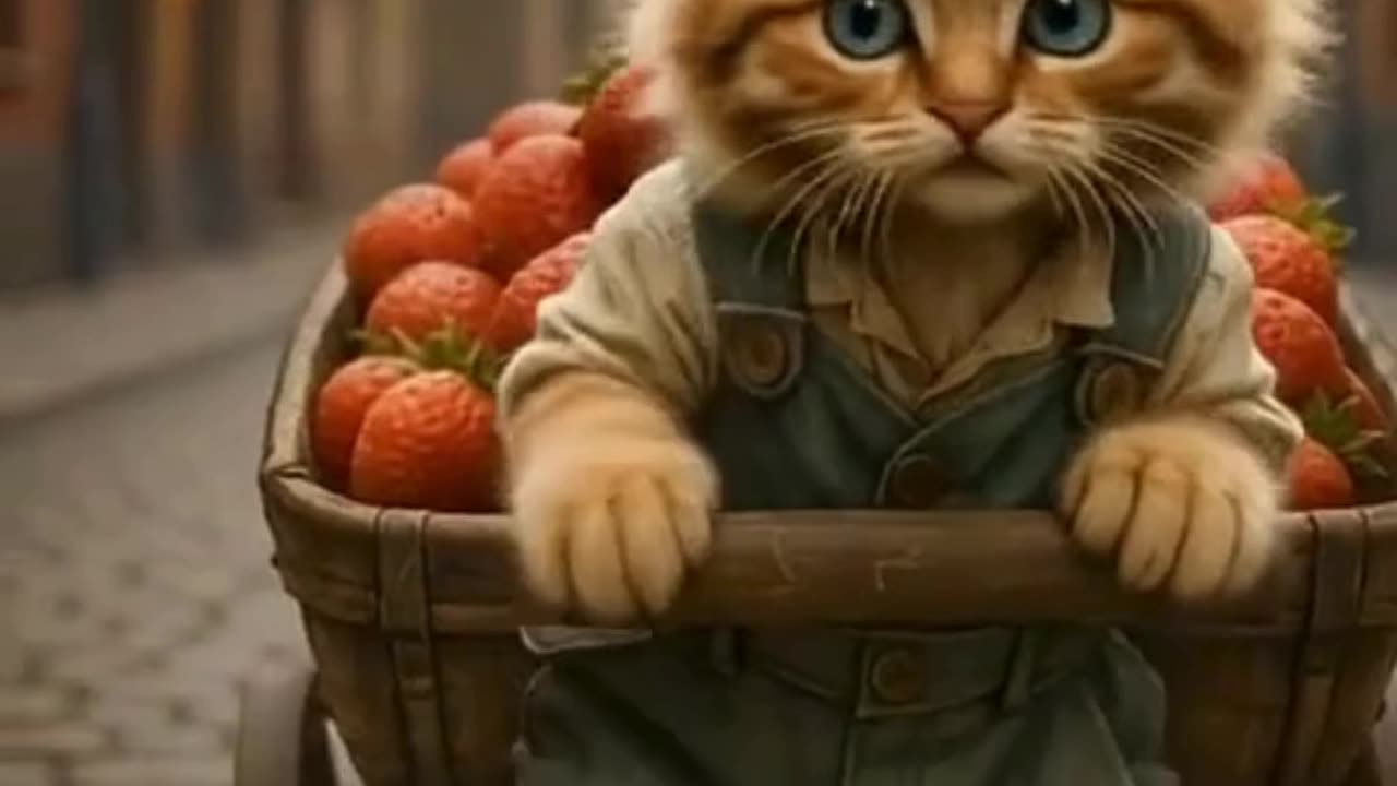A hard working cat in city