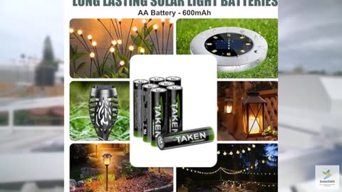 Taken 12-Pack Rechargeable AA NiMH High-Capacity Batteries, AA Batteries for Sol