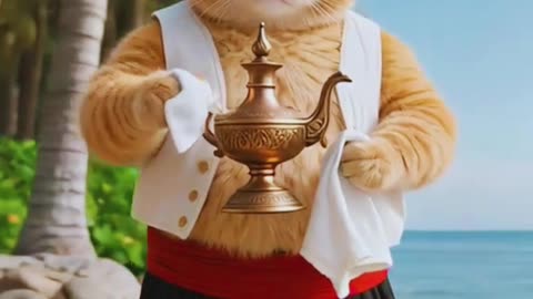 Curious Cat Touches Magic Lamp… and Summons a Wish-Granting Ghost! 🐱✨👻"
