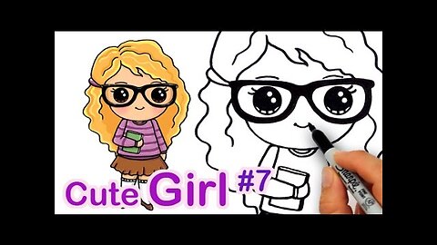 How to Draw So Cute Girl #7 Nerdy with Glasses step by step Easy