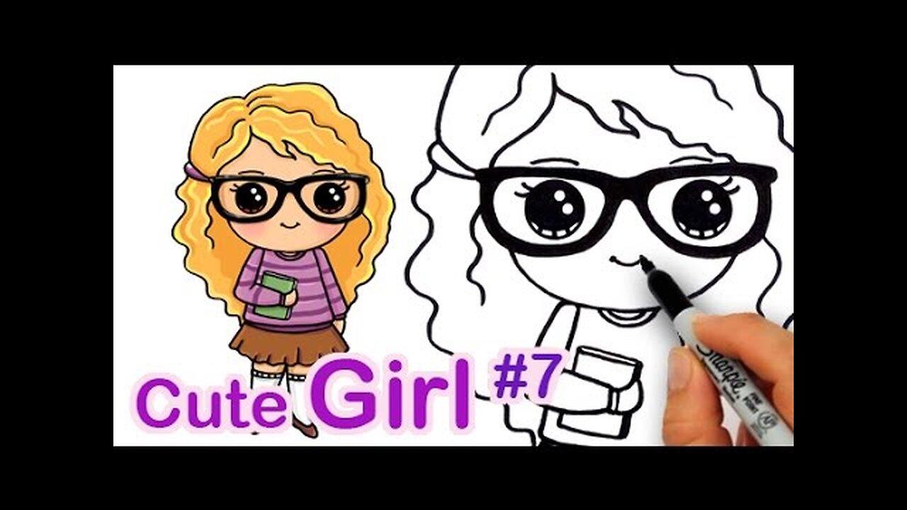 How to Draw So Cute Girl #7 Nerdy with Glasses step by step Easy