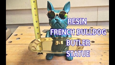 French Bulldog Resin Butler Statue With Small Object Tray