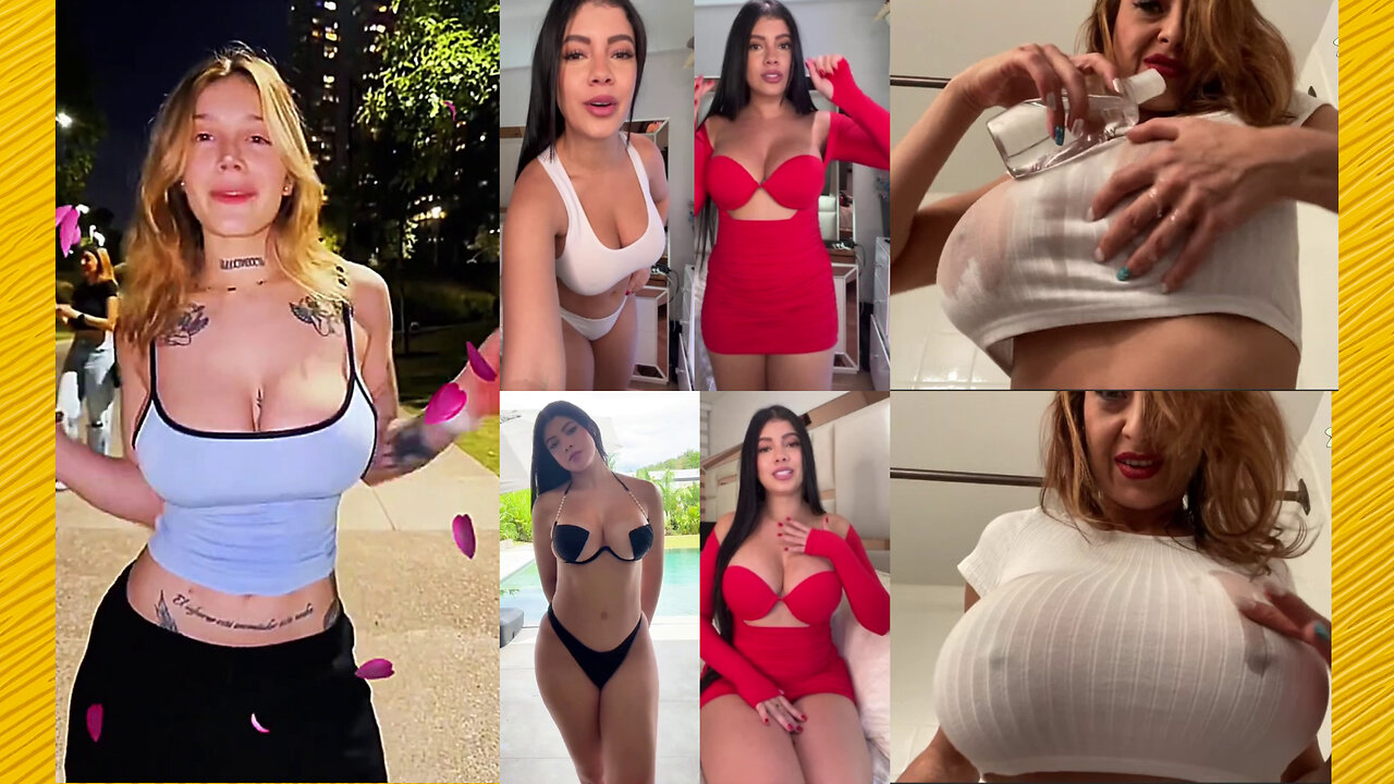 Huge Boobs / No Bra / Hard Nipples 62 - Big bank tiktok challenge ❤️‍ClipchampGirls 2025