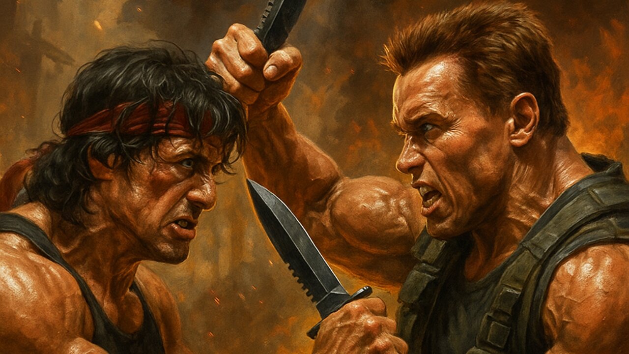🎬🔥Arnold Schewenzer vs Rambo Epic Showdown of Legends 💥 #ActionKings #BattleRoyale