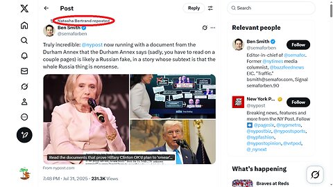 Natasha Bertrand Hyping that Durham Annex Revelations are Russian Disinformation