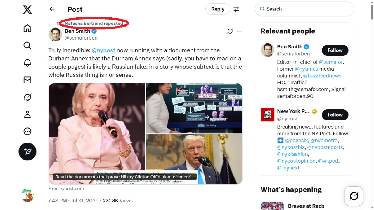 Natasha Bertrand Hyping that Durham Annex Revelations are Russian Disinformation