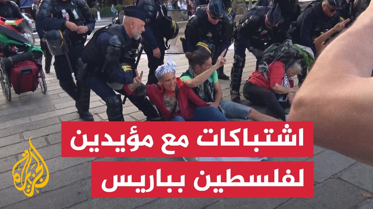 الشرطة الفرنسية تعتدي على محتجين مؤيدين لفلسطين