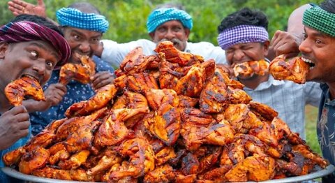 CHICKEN ROAST | Big Chicken Pieces Cooking & Eating In Village | Delicious Chicken Recipe