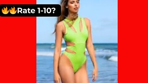 🔥 Rate Her Body in This Bright Green Swimsuit 1-10? 😍 Supermodel 4K