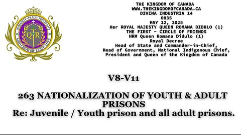ROYAL DECREE 263 NATIONALIZATION OF YOUTH & ADULT PRISONS Re: Juvenile / Youth prison and all adult