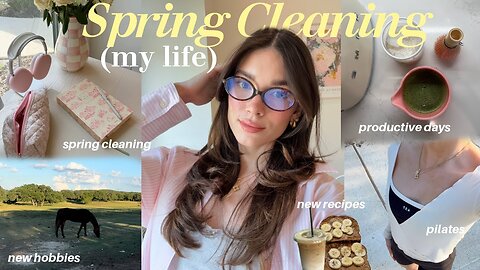spring cleaning (my life) 🌷🫧🍵 | decluttering, current hobbies, productive work day, pilates, cooking