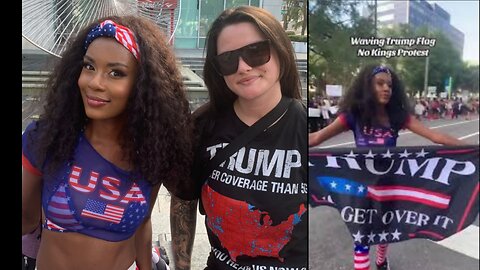 Waving Trump Flag No kings Protest