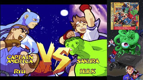 Marvel Super Heroes vs. Street Fighter (Sega Saturn) - Ryu/Captain America vs. Hulk/Sakura