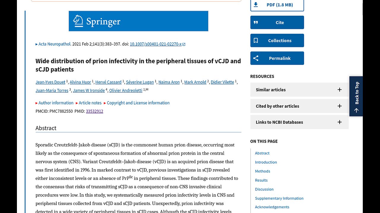Wide distribution of prion infectivity in the peripheral tissues of vCJD and sCJD patients (Clip)