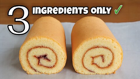 Easy Swiss Roll / Cake Roll [ Only 3 Ingredients ] Simple Swiss Roll Recipe