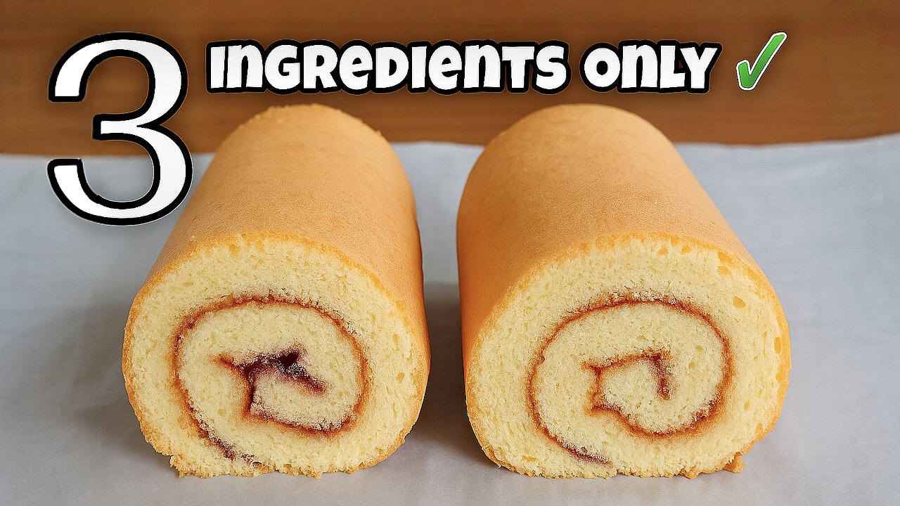 Easy Swiss Roll / Cake Roll [ Only 3 Ingredients ] Simple Swiss Roll Recipe