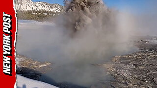 Shocking mud eruption at Yellowstone's black diamond pool caught on webcam