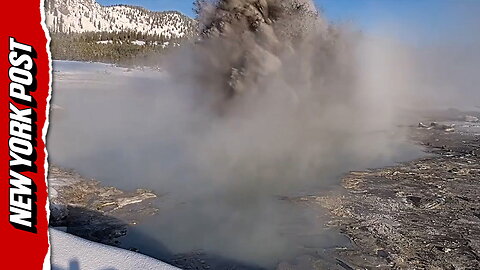 Shocking mud eruption at Yellowstone's black diamond pool caught on webcam