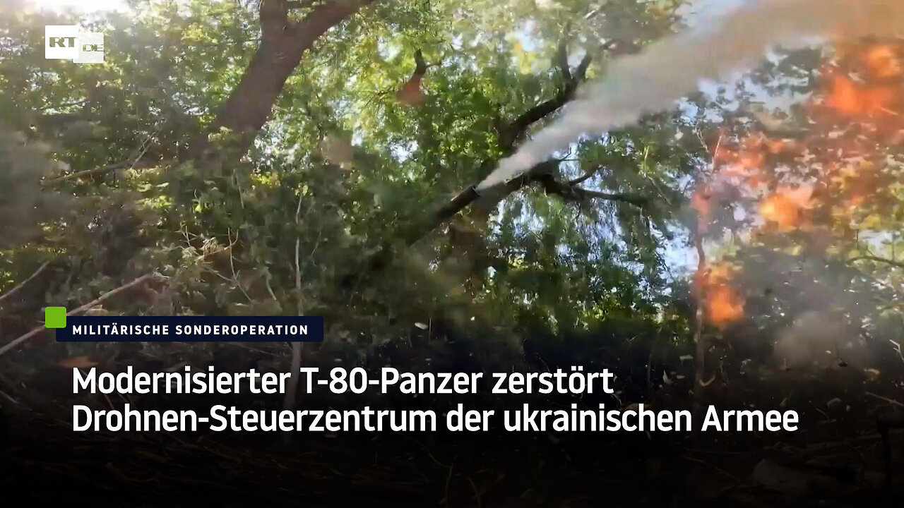 Modernisierter T-80-Panzer zerstört Drohnen-Steuerzentrum der ukrainischen Armee