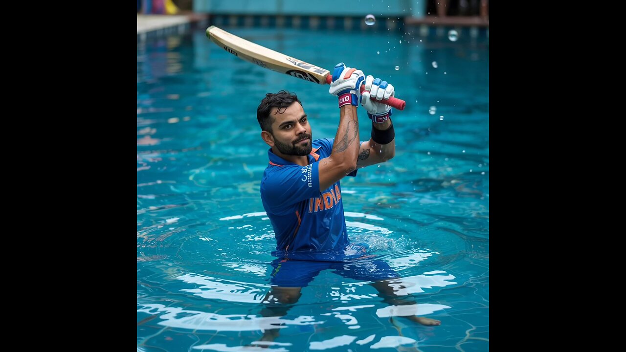 VIRAT KOHLI PLAYING CRICKET IN WATER