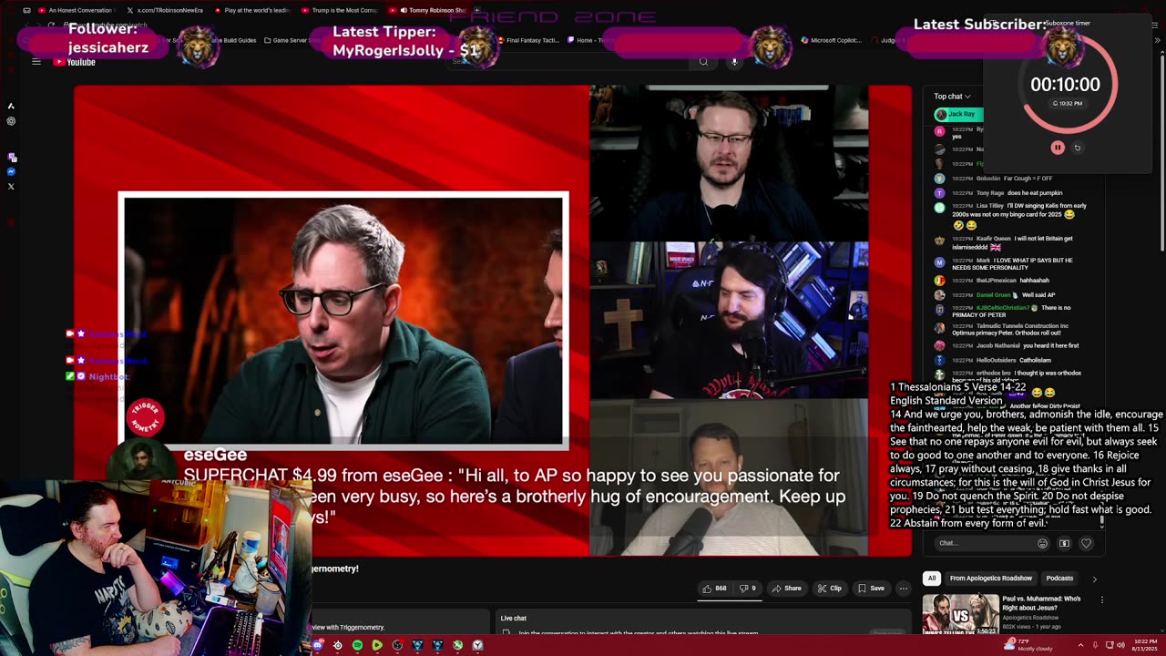 Charity stream! Tommy Robinsons trig interview & gaming. God is good! Fundraising for Angies fam link in description