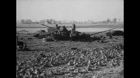 View from the ground as Ju 87 Stukas attack Soviet armor on the Eastern Front in late 1944