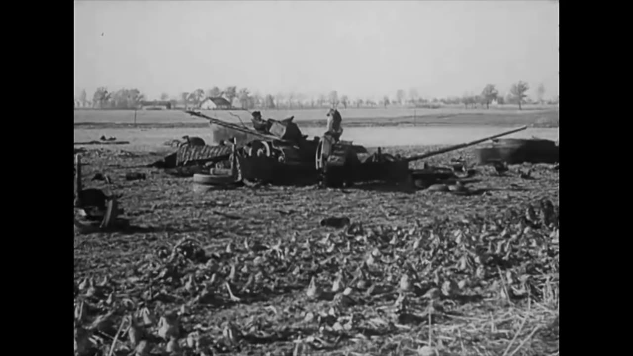 View from the ground as Ju 87 Stukas attack Soviet armor on the Eastern Front in late 1944