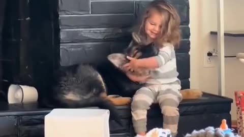 Dog and baby are best friends