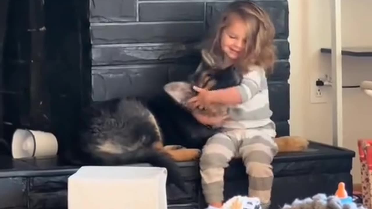 Dog and baby are best friends