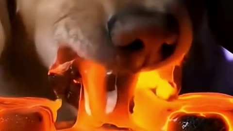 Ai Dog ASMR eat Lava Blocks