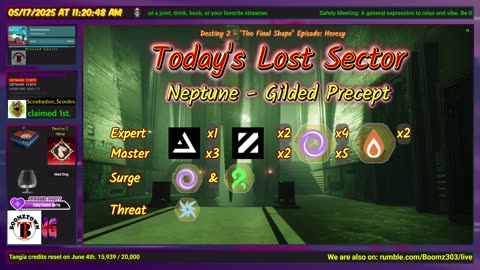 Destiny 2: 5-17-25 Gilded Precept is the Lost Sector. Void/Strand Surge.