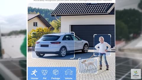 Solar Security Cameras Wireless Outdoor, 2K Pan/Tilt 360° View Solar/Battery Pow