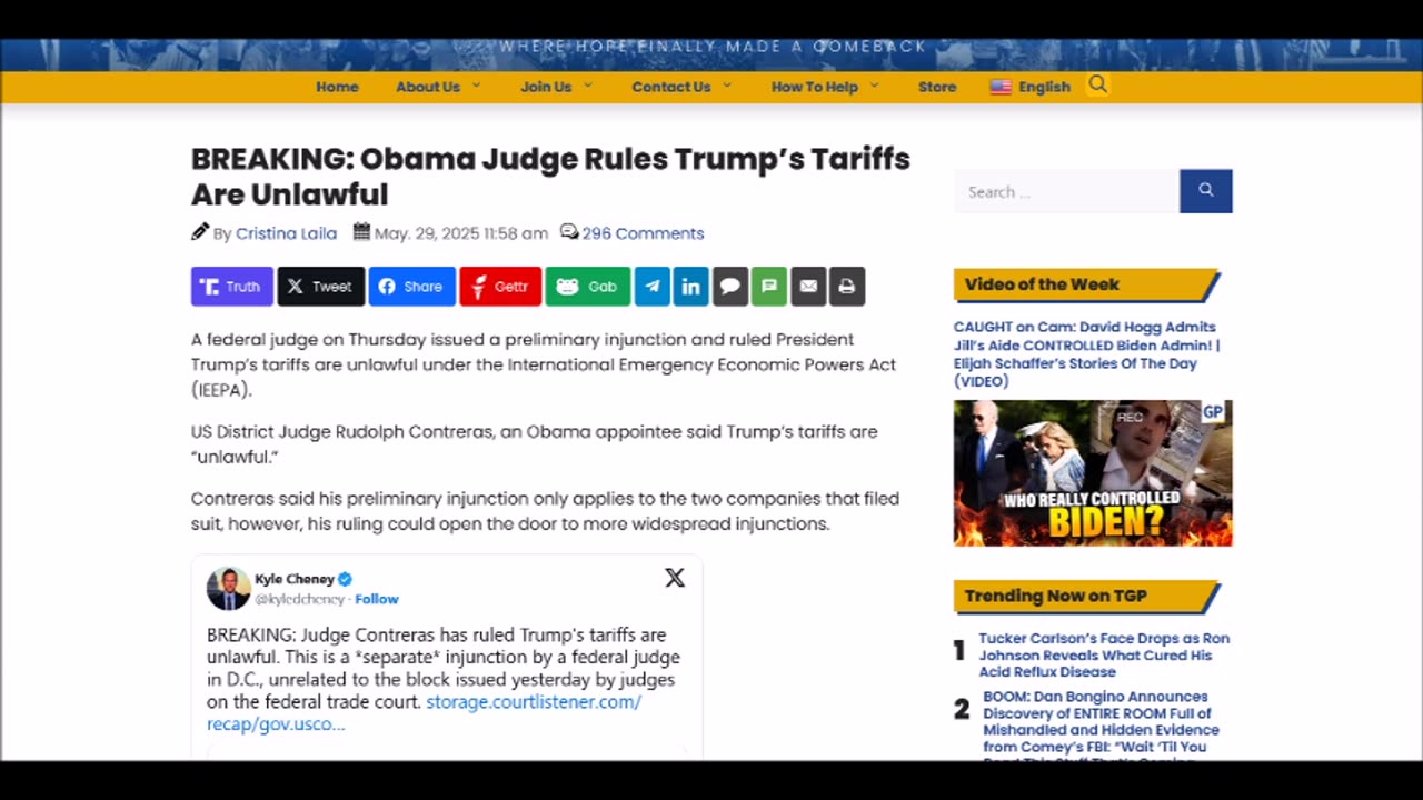Obama Judge Rules Trump’s Tariffs Are Unlawful