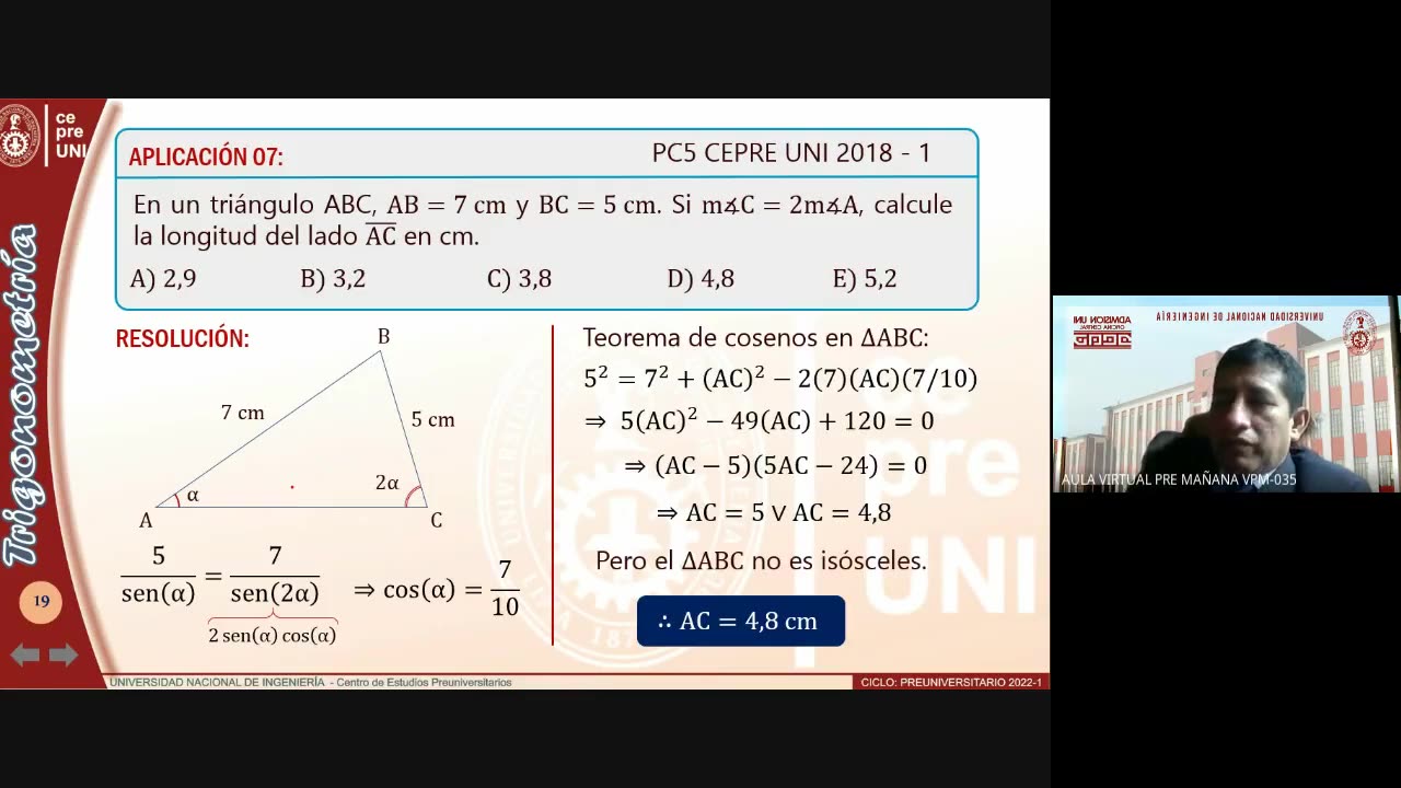 CEPRE UNI 2022 - 1 | Semana 14 | Trigonometría S1
