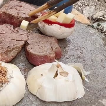 Tenderlion cook on stone with nature🌲🔥 #outdoorcooking #tenderlion,#nature #cooking #bushcraft