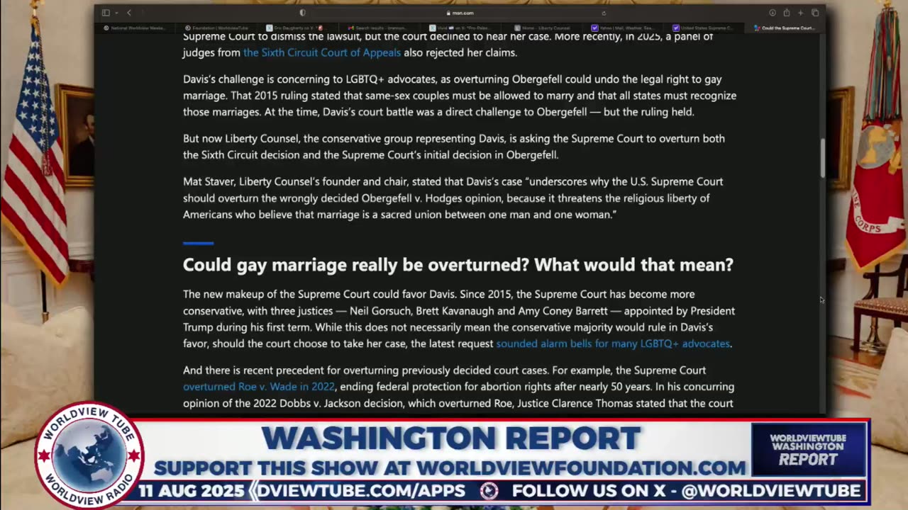 Washington Report: Trump's DC Takeover, WHO Pandemic Accord, and Obergefell Challenge
