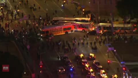 LAPD declares unlawful assembly outside federal building in Downtown Los Angeles, California