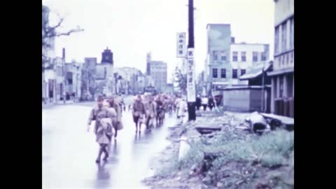 Captured Gannosu Airfield and Fukuoka Docks, Japan 1945 - Original Color Footage